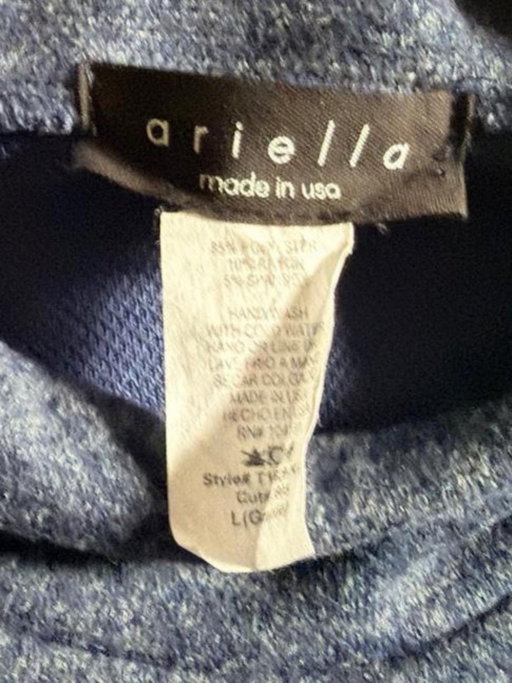 Ariella Navy Blue Crewneck Sweater with Zip Pockets Made in USA - Picture 5 of 5